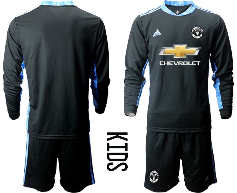 Youth 2020-2021 club Manchester United black long sleeve goalkeeper Soccer Jerseys->manchester united jersey->Soccer Club Jersey